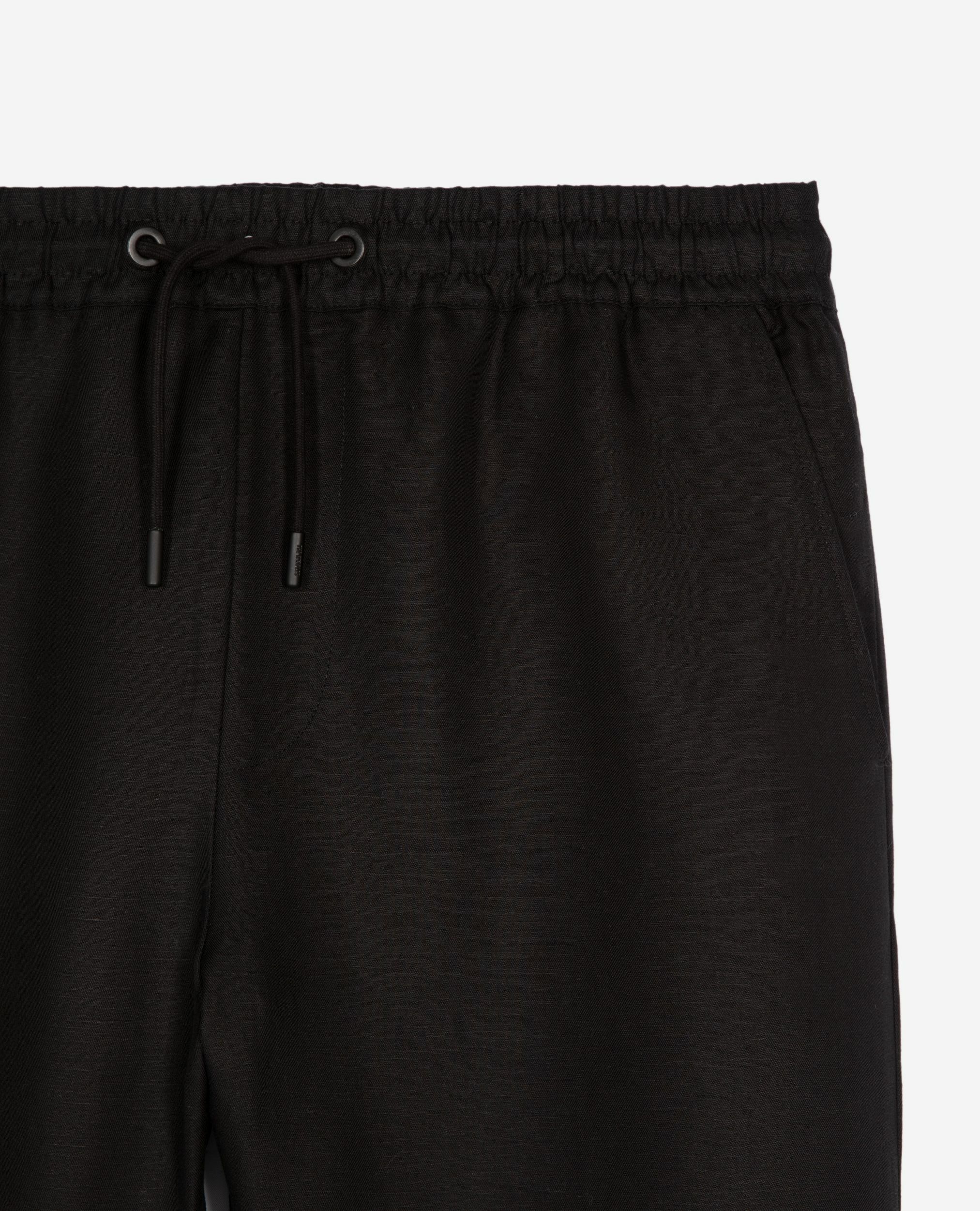 Black elasticated waist pants, BLACK, hi-res image number null