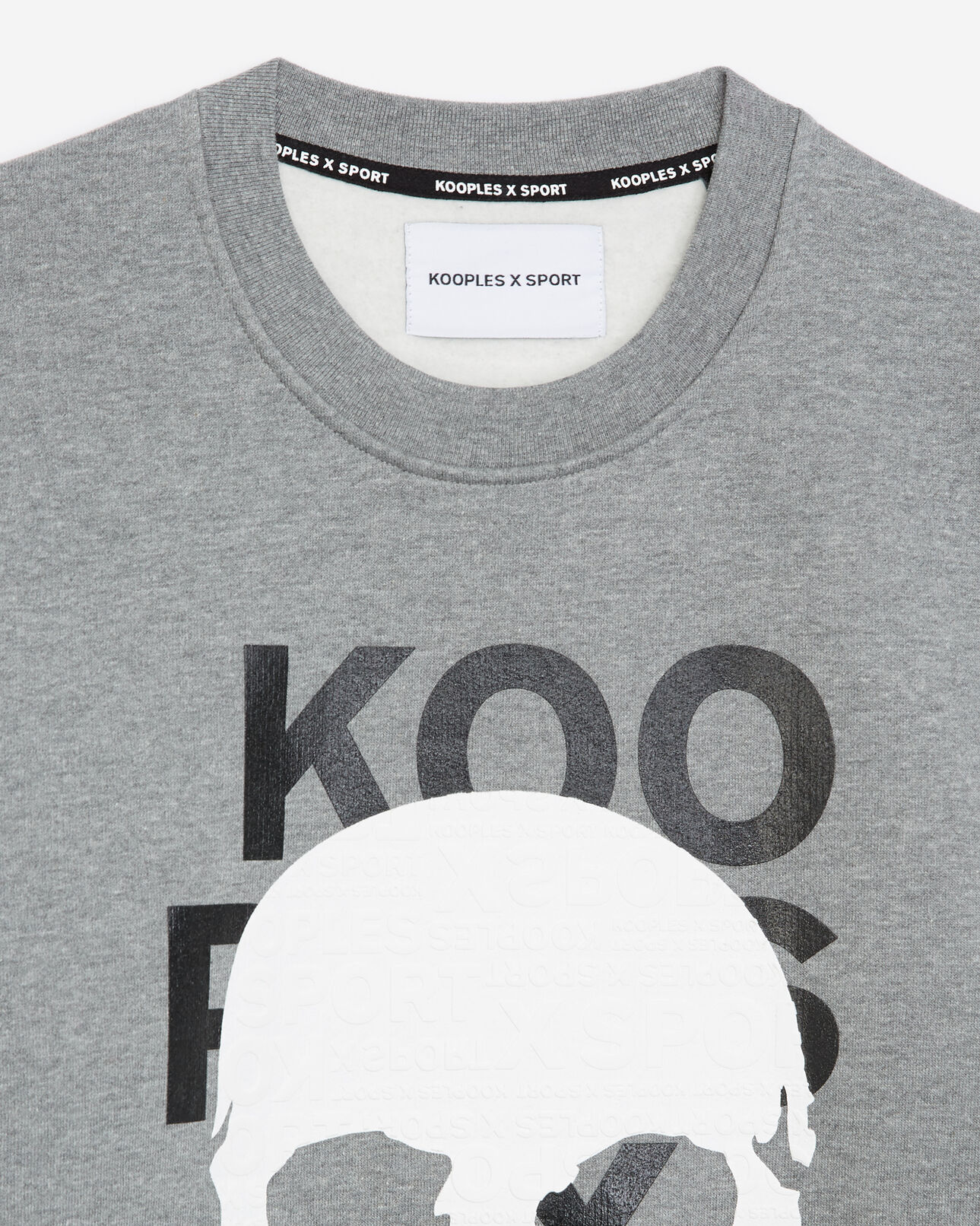 The Kooples HERREN MIDDLE GREY MELANGE graues sweatshirt mit totenkopf-badge