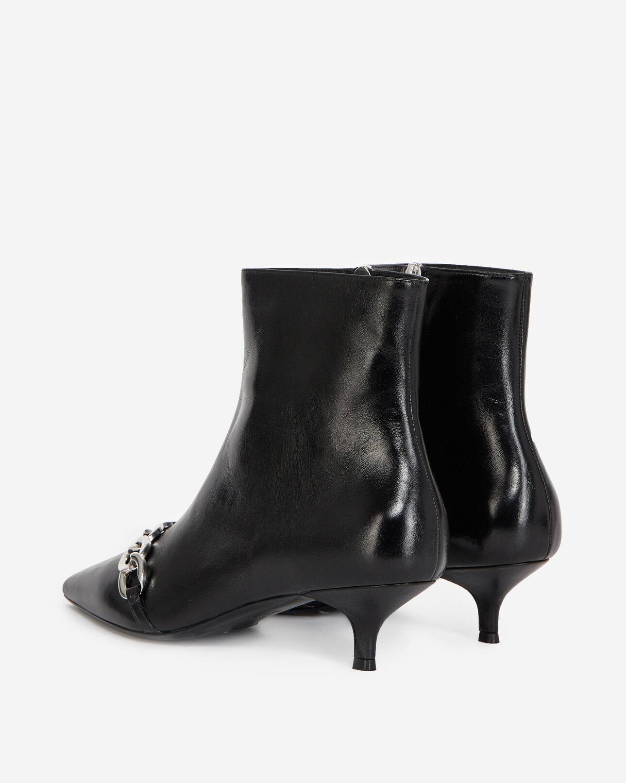 The Kooples FEMME BLACK bottines noires à talons détail chaîne