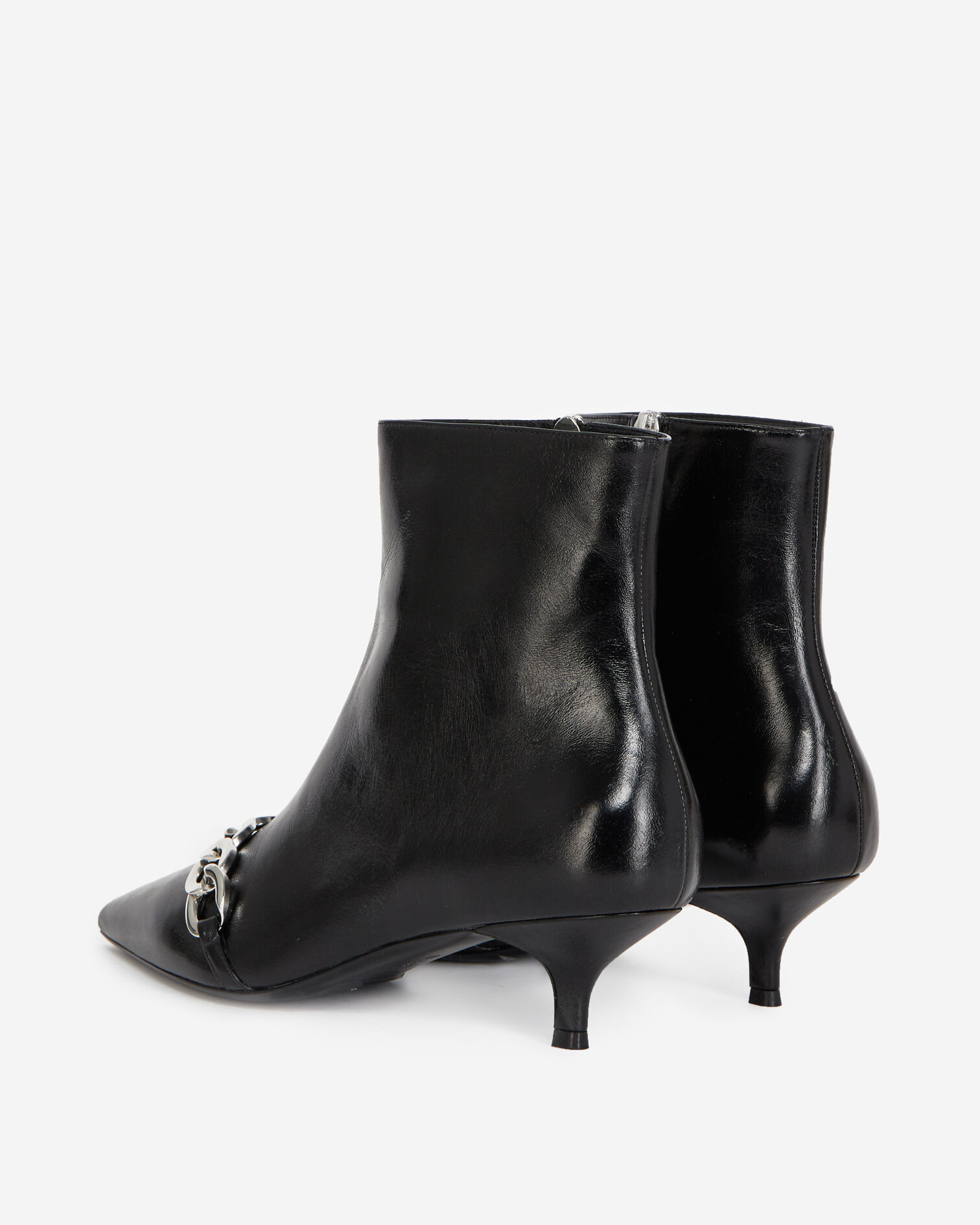 Bottines noires à talons détail chaîne, BLACK, hi-res image number null