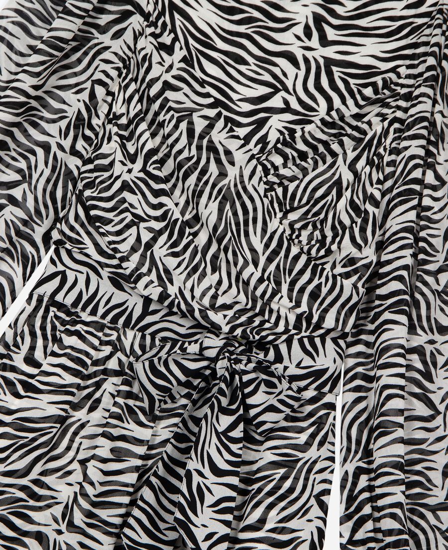 The Kooples FEMME BLACK WHITE robe courte portefeuille imprim&eacute;e z&egrave;bre