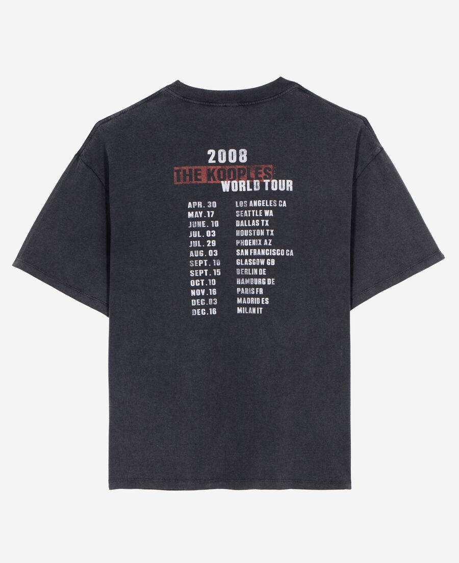 The Kooples MEN BLACK WASHED black screen-printed t-shirt