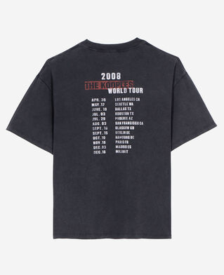 The Kooples MEN BLACK WASHED black screen-printed t-shirt