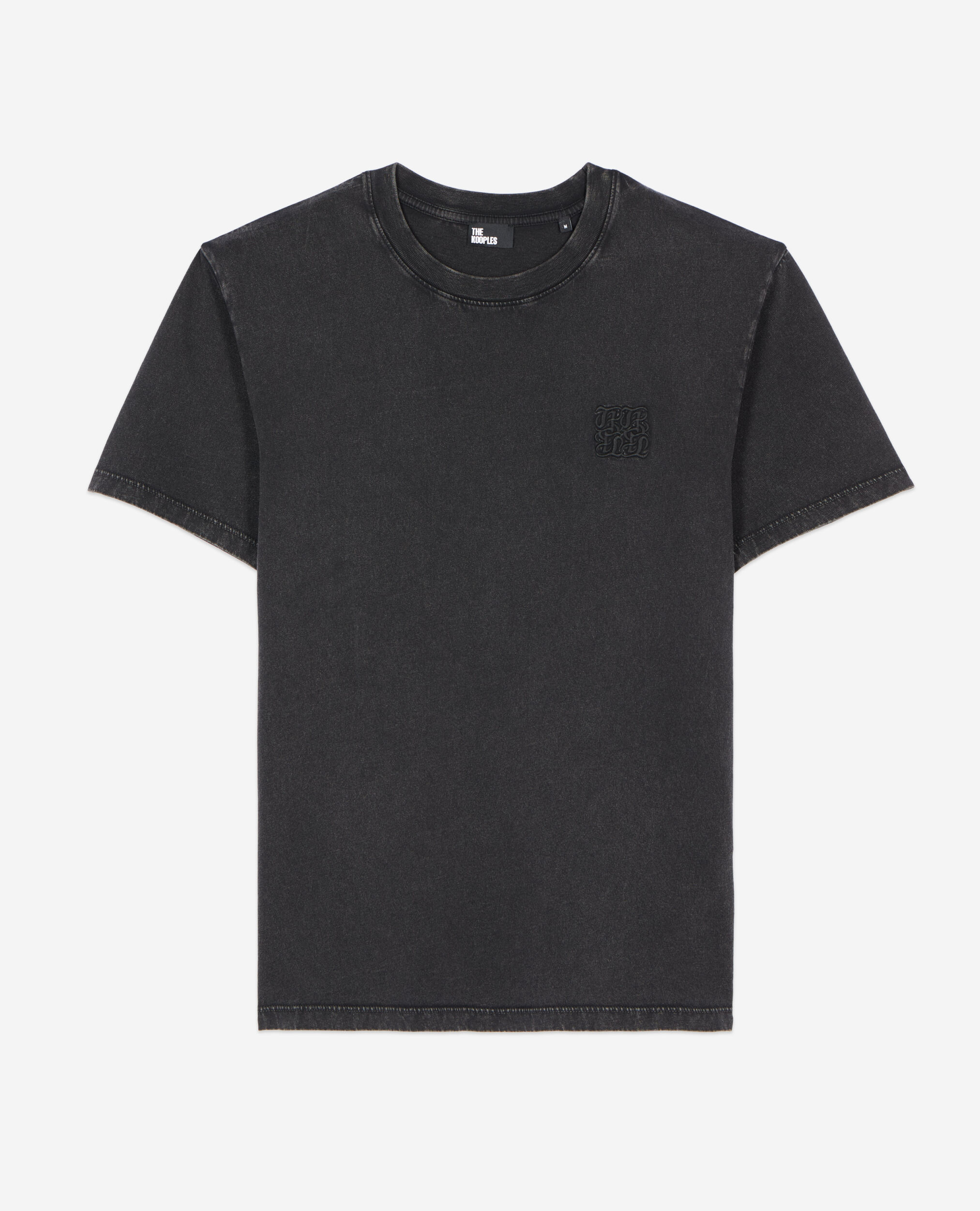 Schwarzes T-Shirt mit Logostickerei, BLACK, hi-res image number null