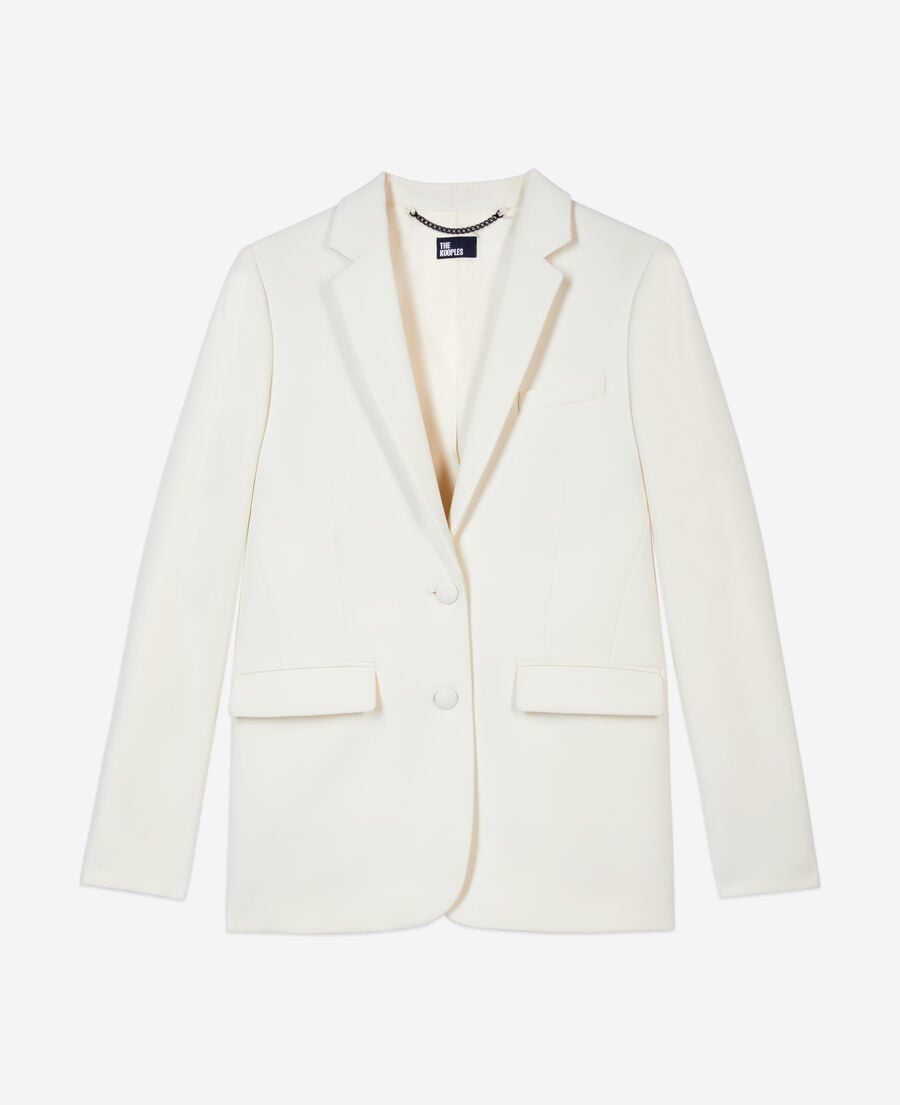 The Kooples FEMME ECRU veste tailleur en cr&ecirc;pe coupe droite &eacute;crue  