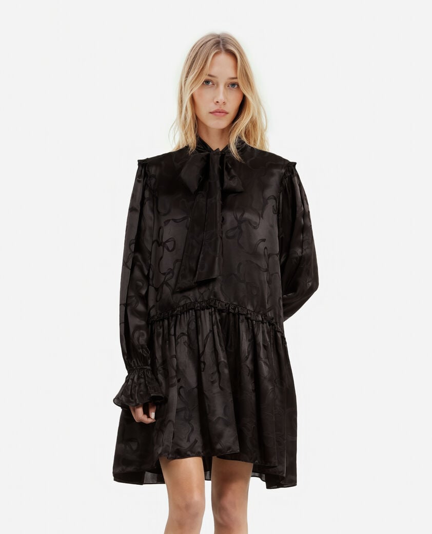 The Kooples FEMME BLACK robe courte jacquard imprimé rubans