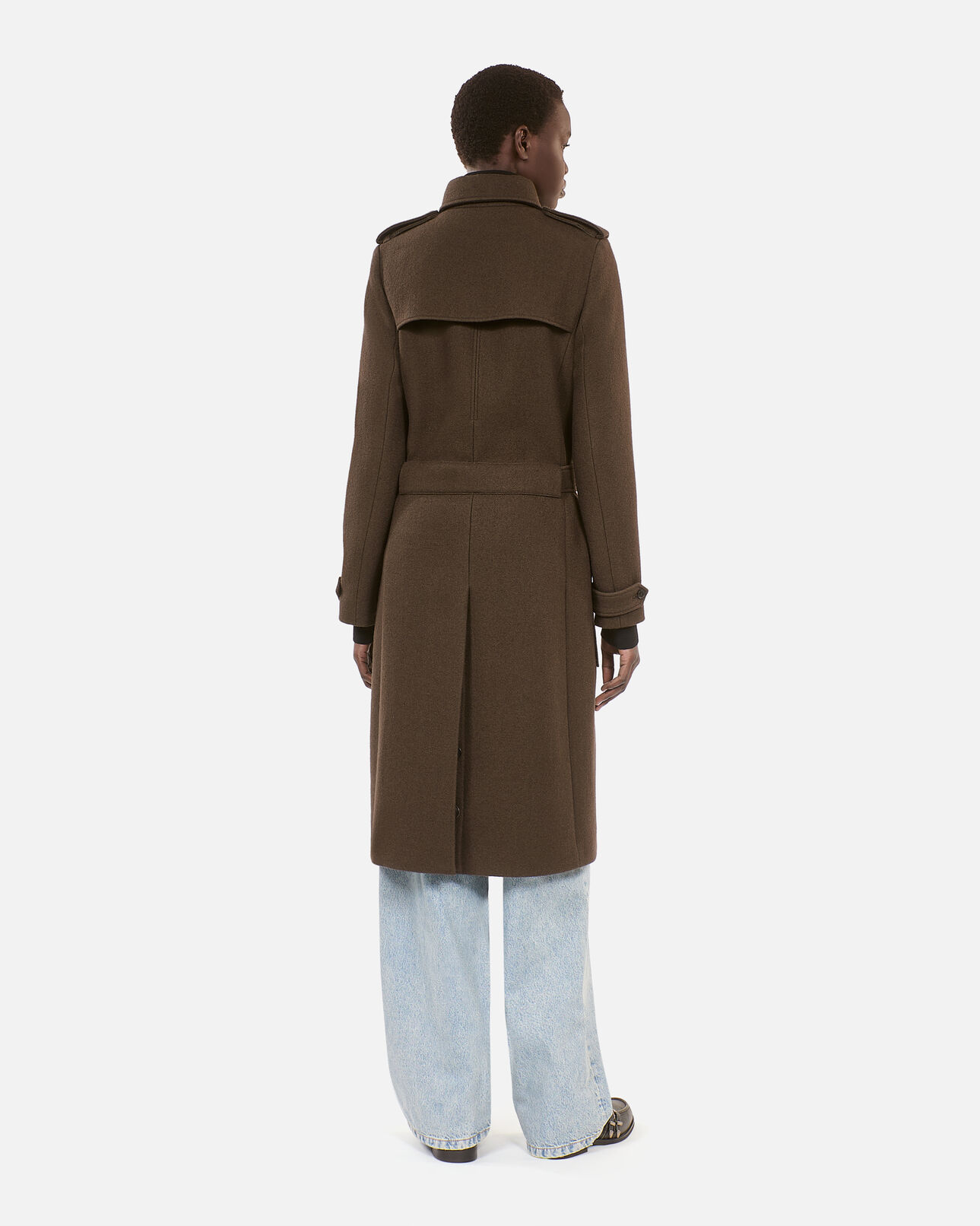 The Kooples FEMME KAKI manteau long en laine style trench kaki