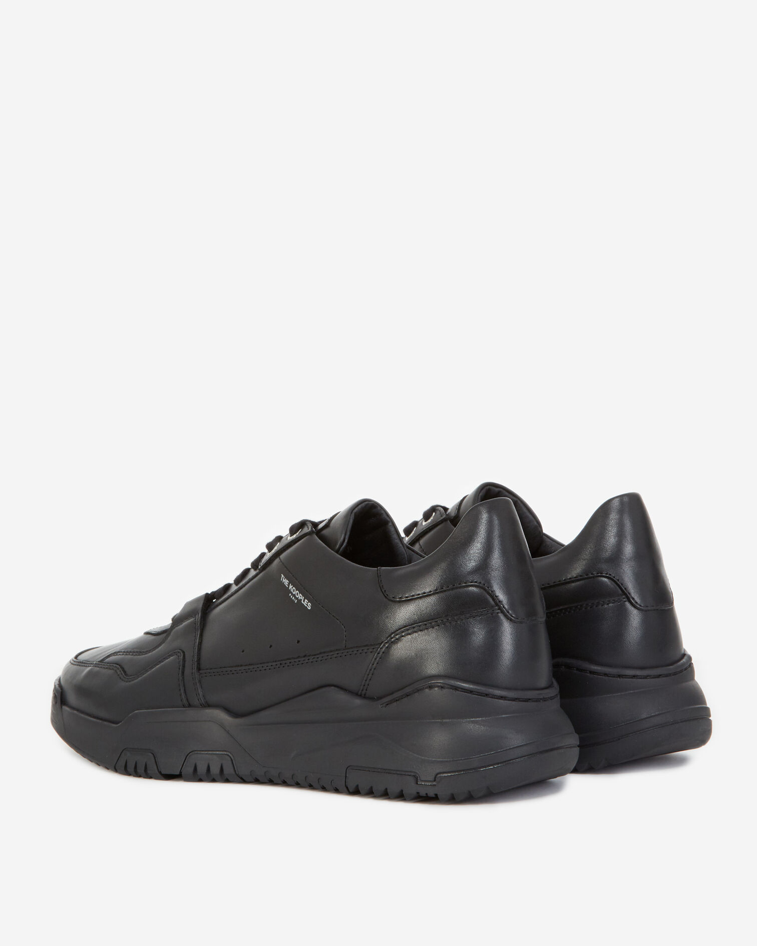 Black leather sneakers with cut-outs, BLACK, hi-res image number null