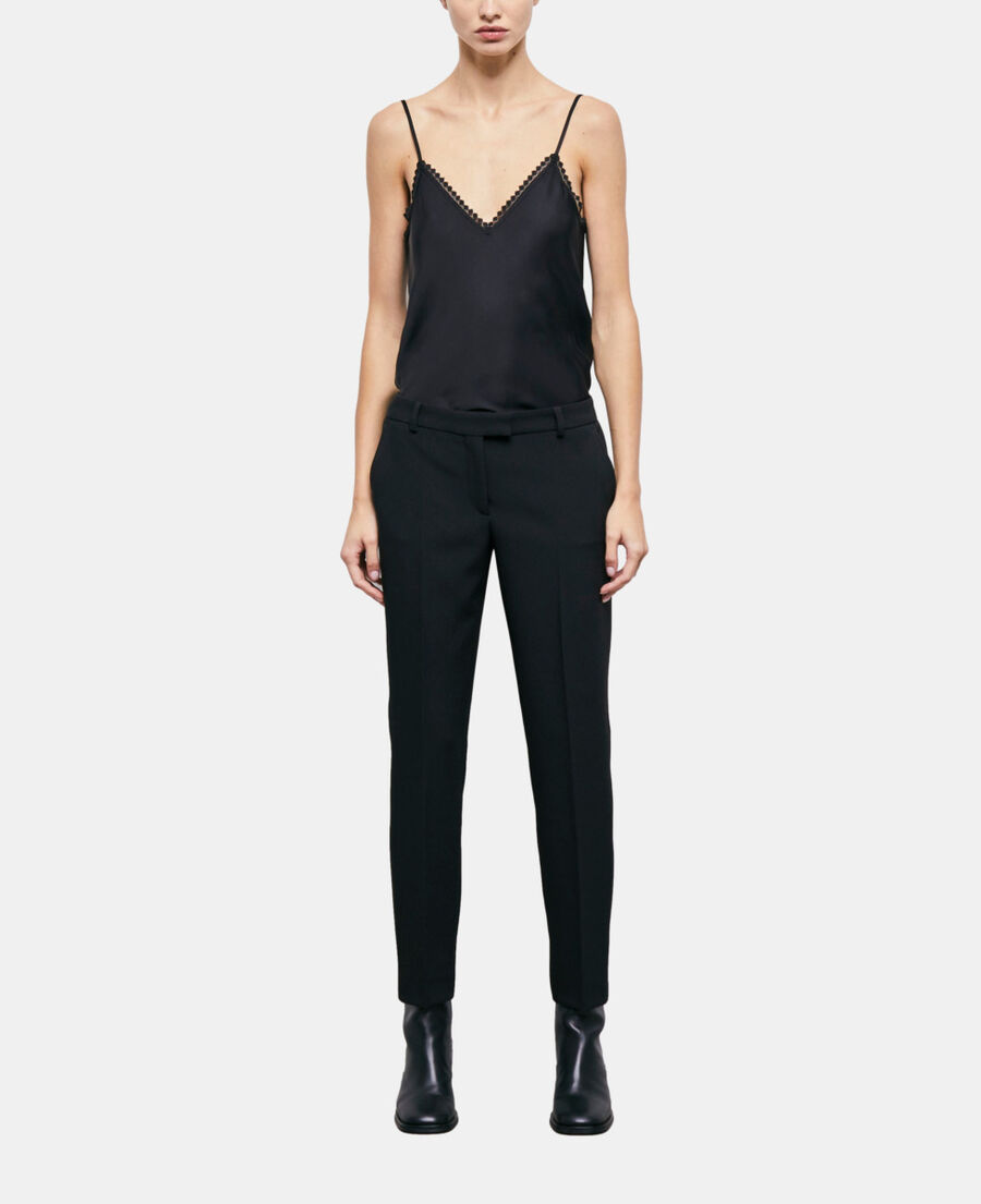 black suit pants with rhinestone details