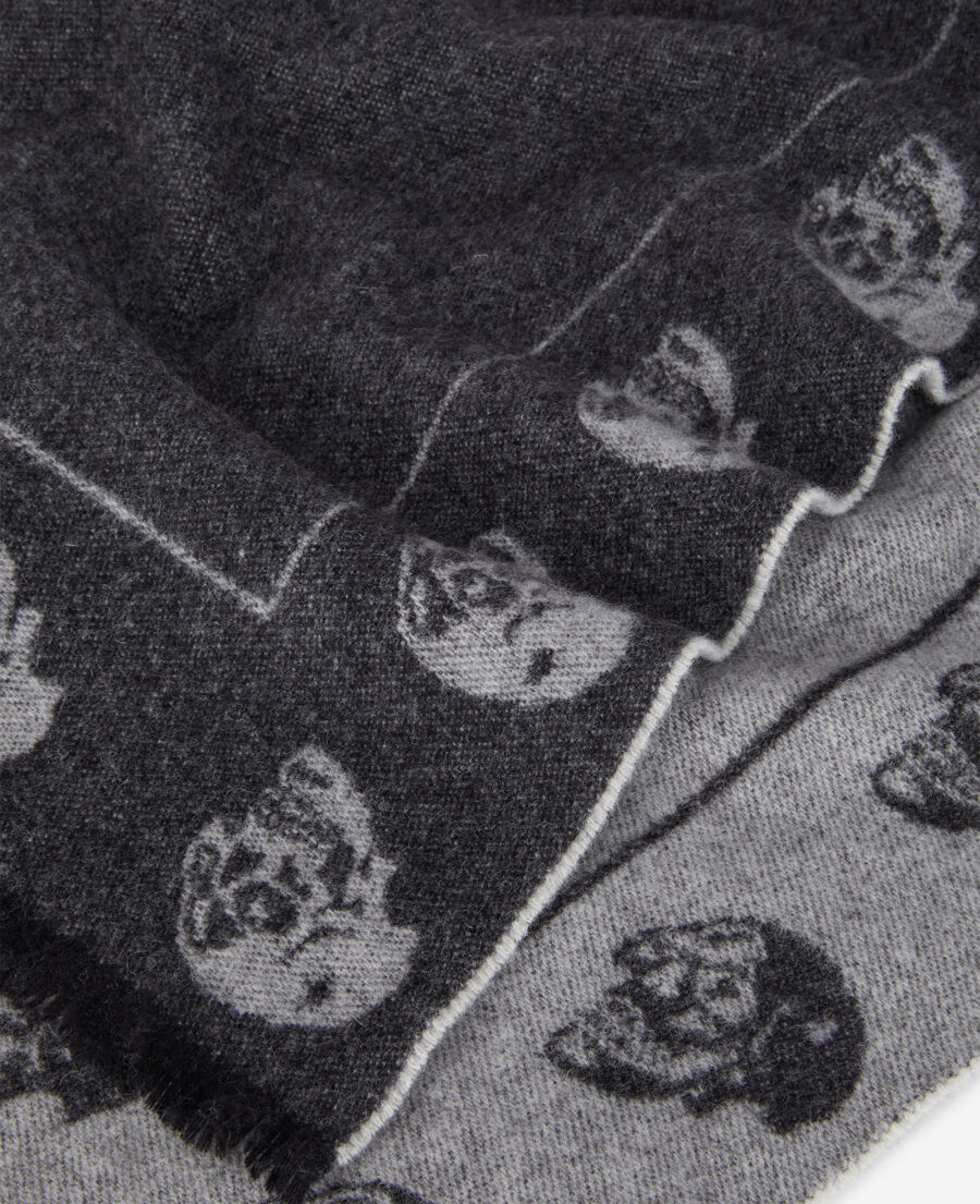 echarpe grise en laine avec logo