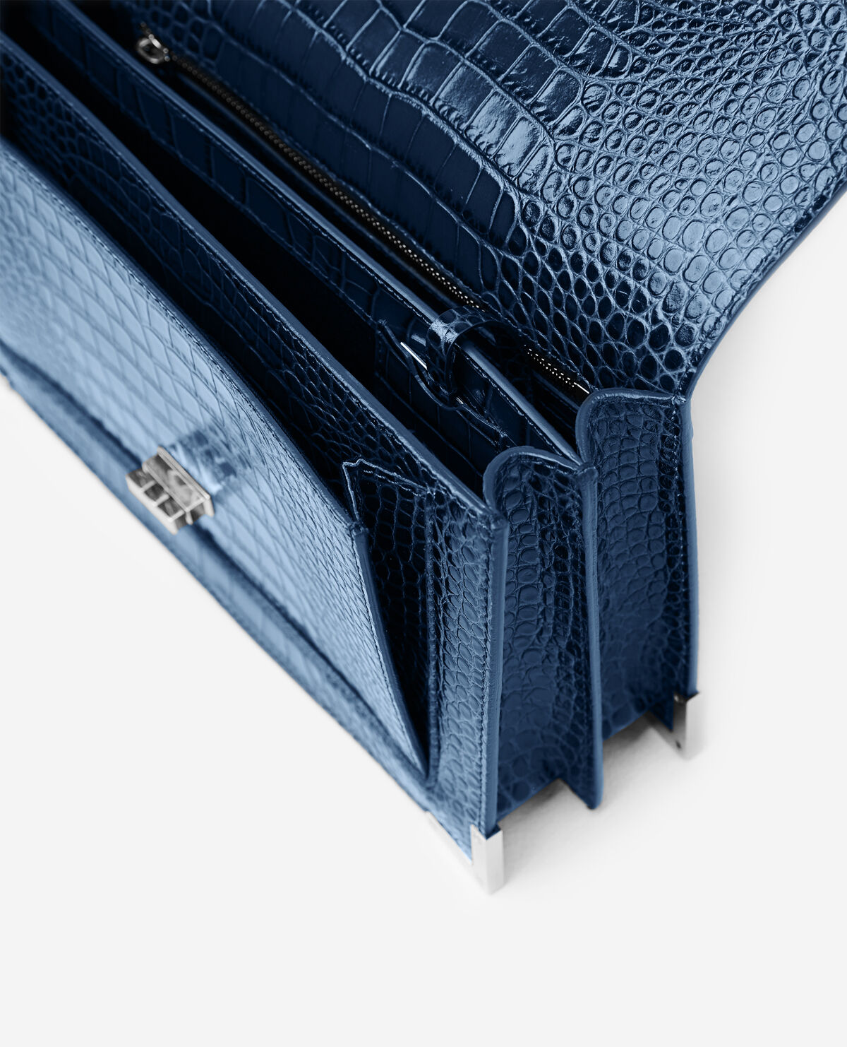 Navy croc clutch bag deals