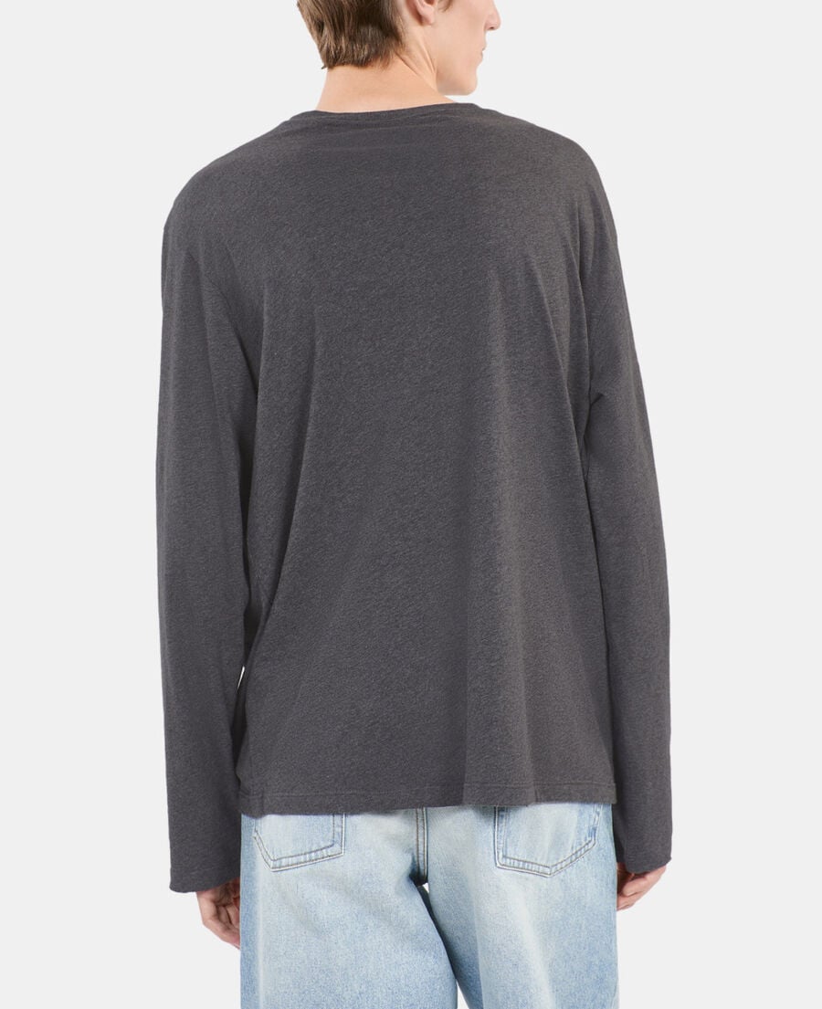 The Kooples HERREN ANTHRACITE MELANGE langärmeliges, graues t-shirt