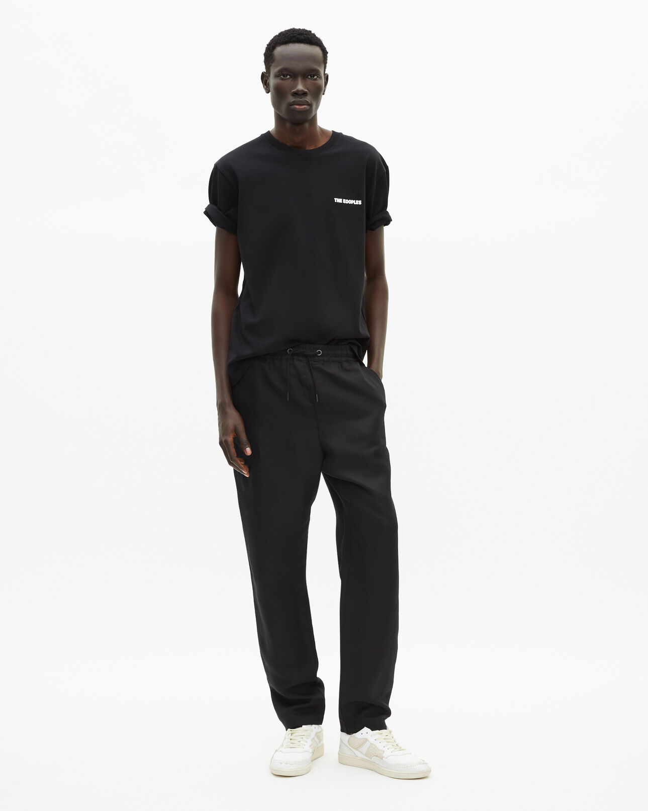 The Kooples HERREN BLACK schwarzes t-shirt mit siebdruck 