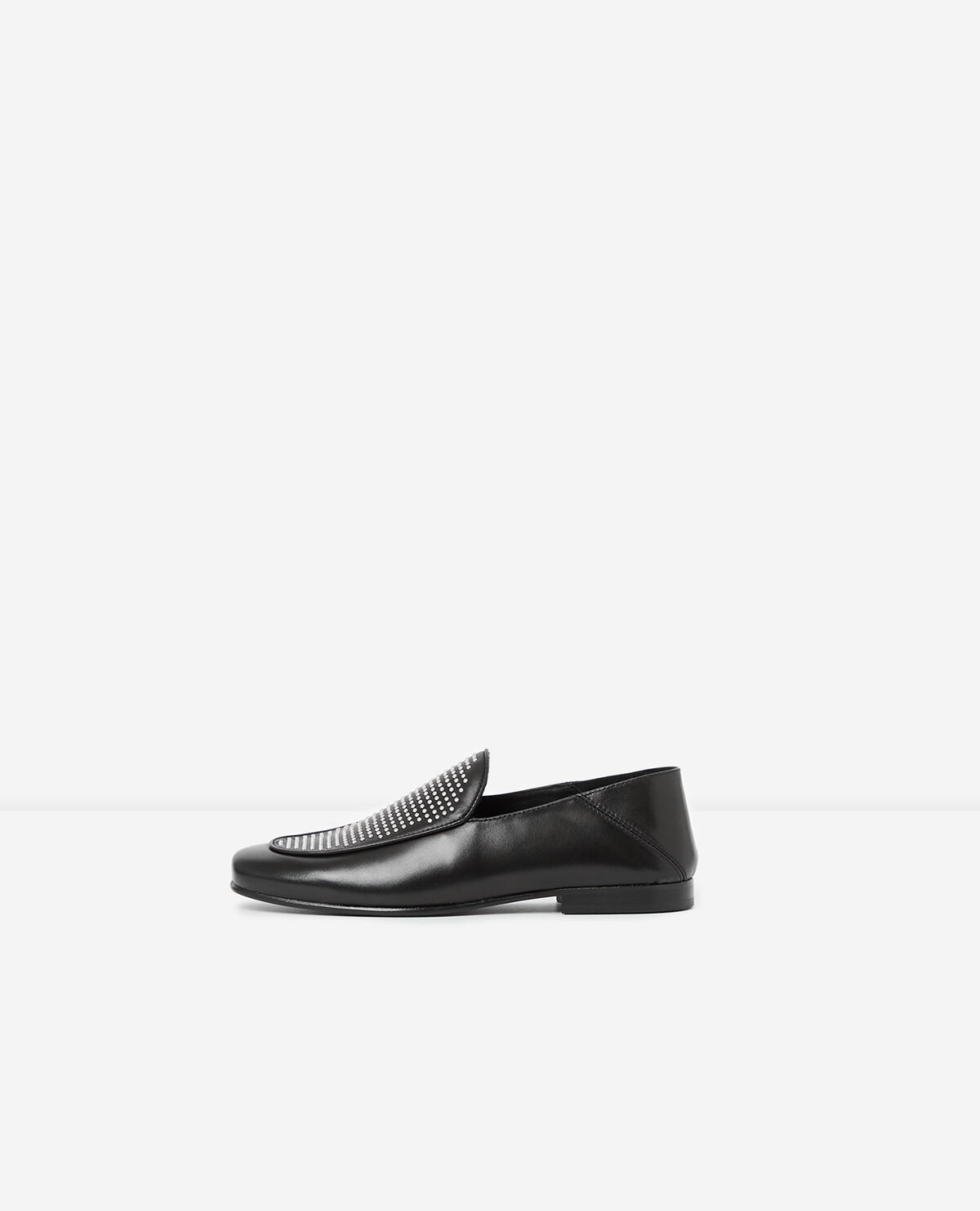 Black studded leather slippers The Kooples Women