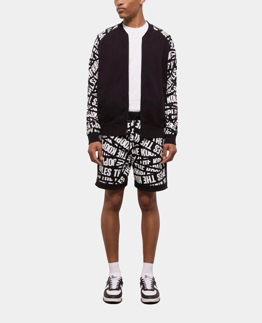 The Kooples HOMME BLACK / WHITE veste de survêtement noire tape logo