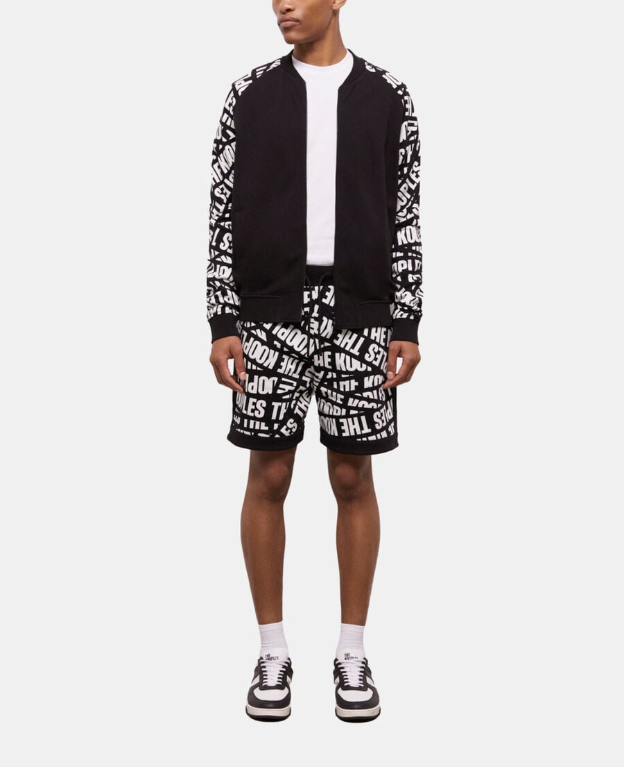The Kooples HOMME BLACK / WHITE veste de survêtement noire tape logo