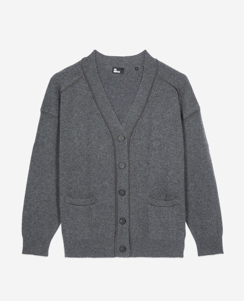 The Kooples FEMME ANTHRACITE MELANGE cardigan en cachemire gris