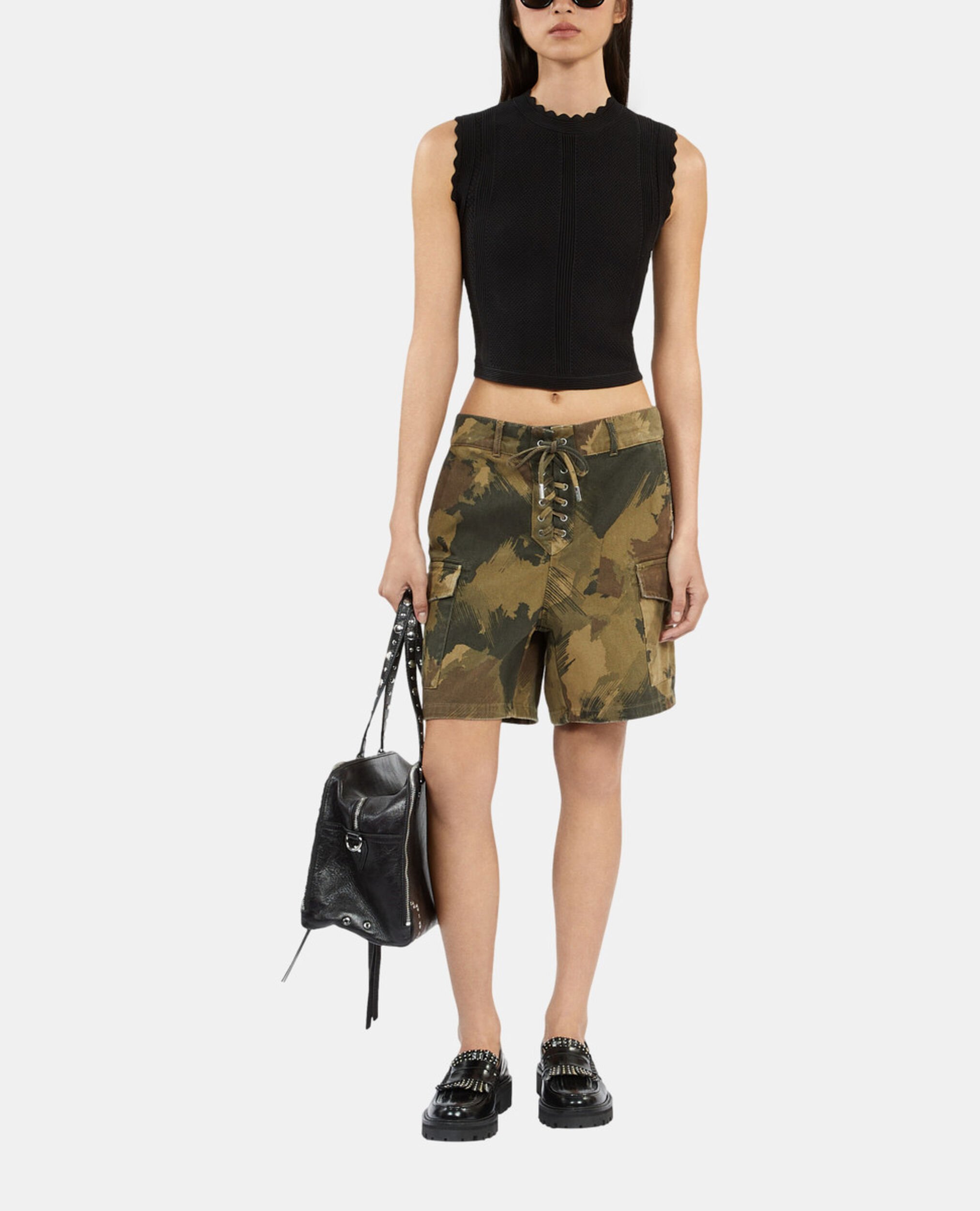 Camouflage denim shorts, CAMOUFLAGE, hi-res image number null