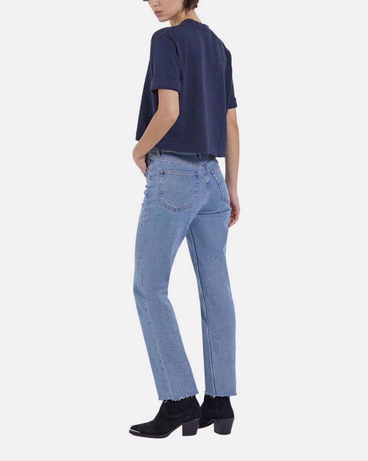 The Kooples WOMEN NAVY cropped t-shirt