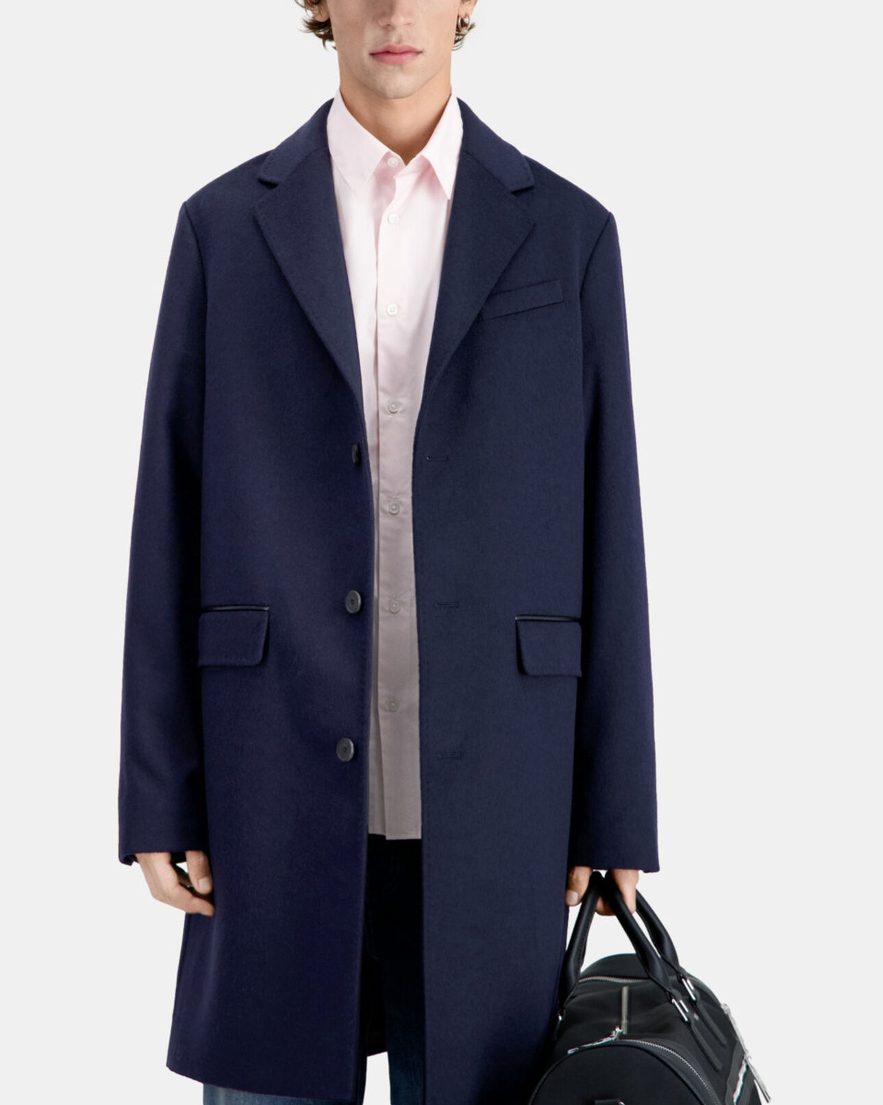 The Kooples MEN DARK NAVY long navy blue cashmere coat