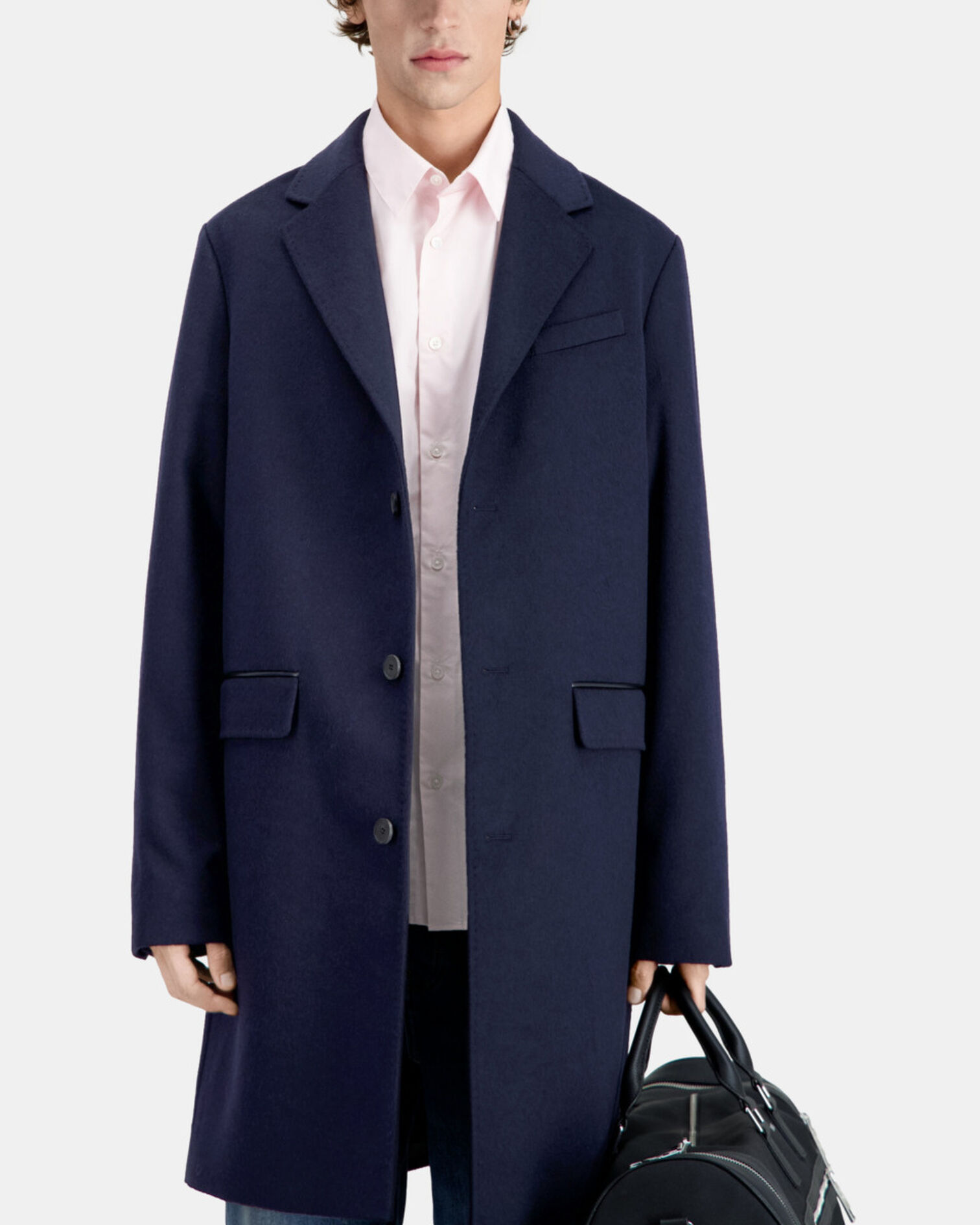 Long navy blue cashmere coat, DARK NAVY, hi-res image number null