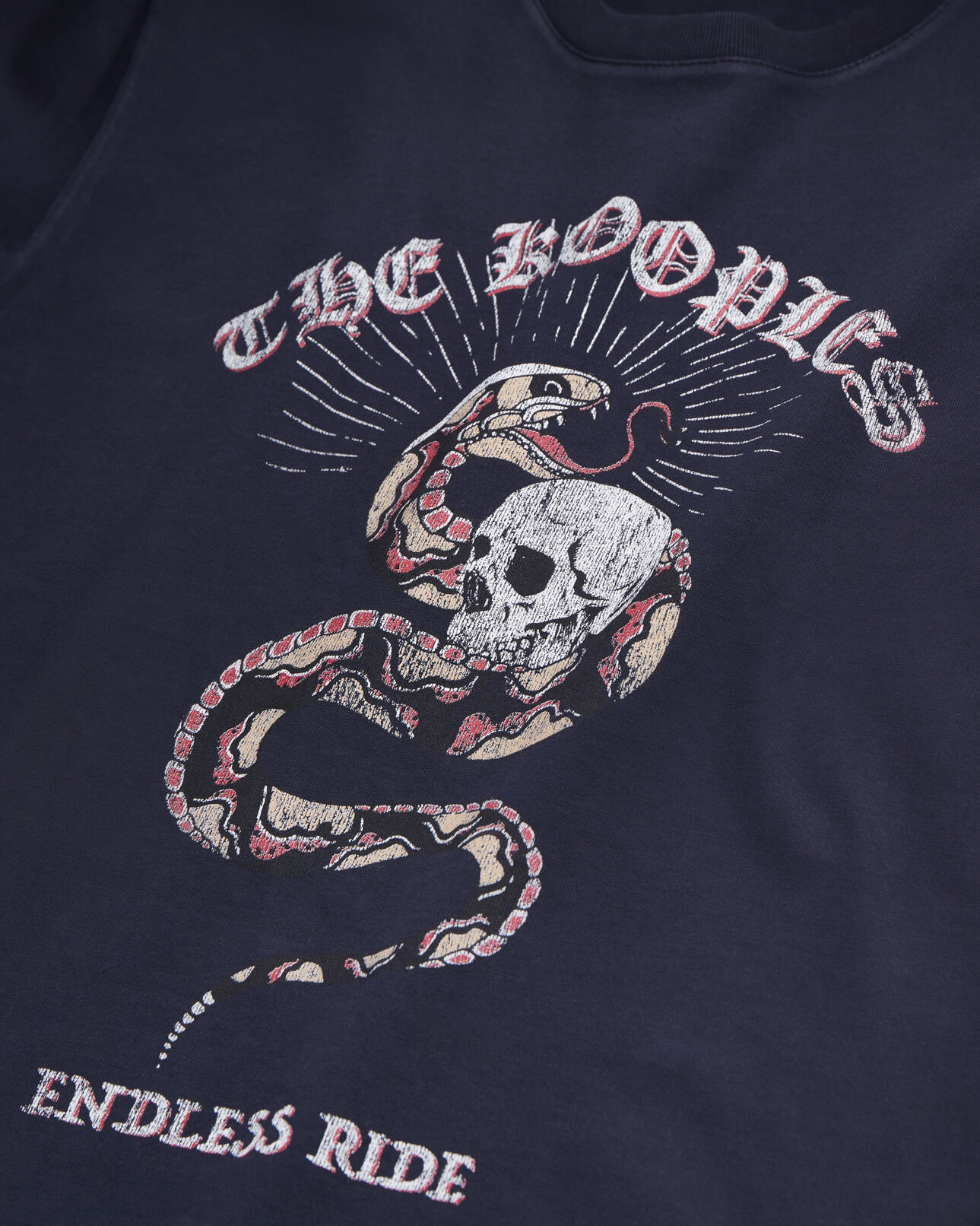 The Kooples MEN WASHED NAVY navy blue t-shirt with sneaky snake serigraphy