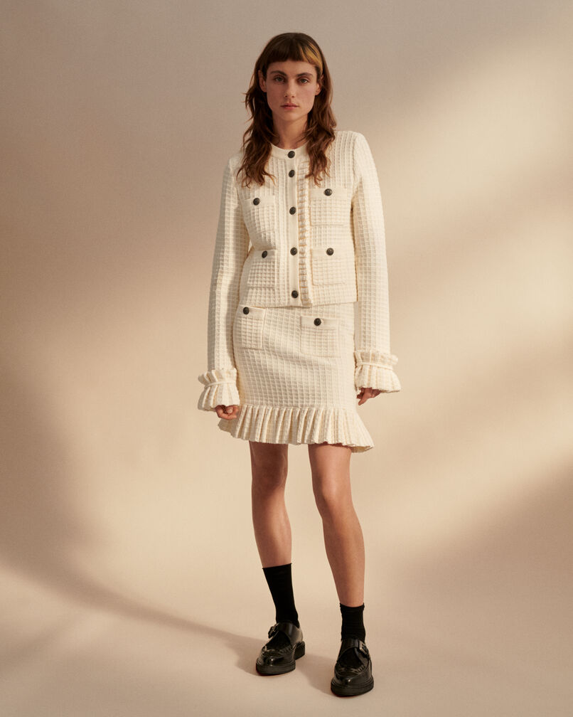 The Kooples MUJER ECRU falda corta de punto crudo