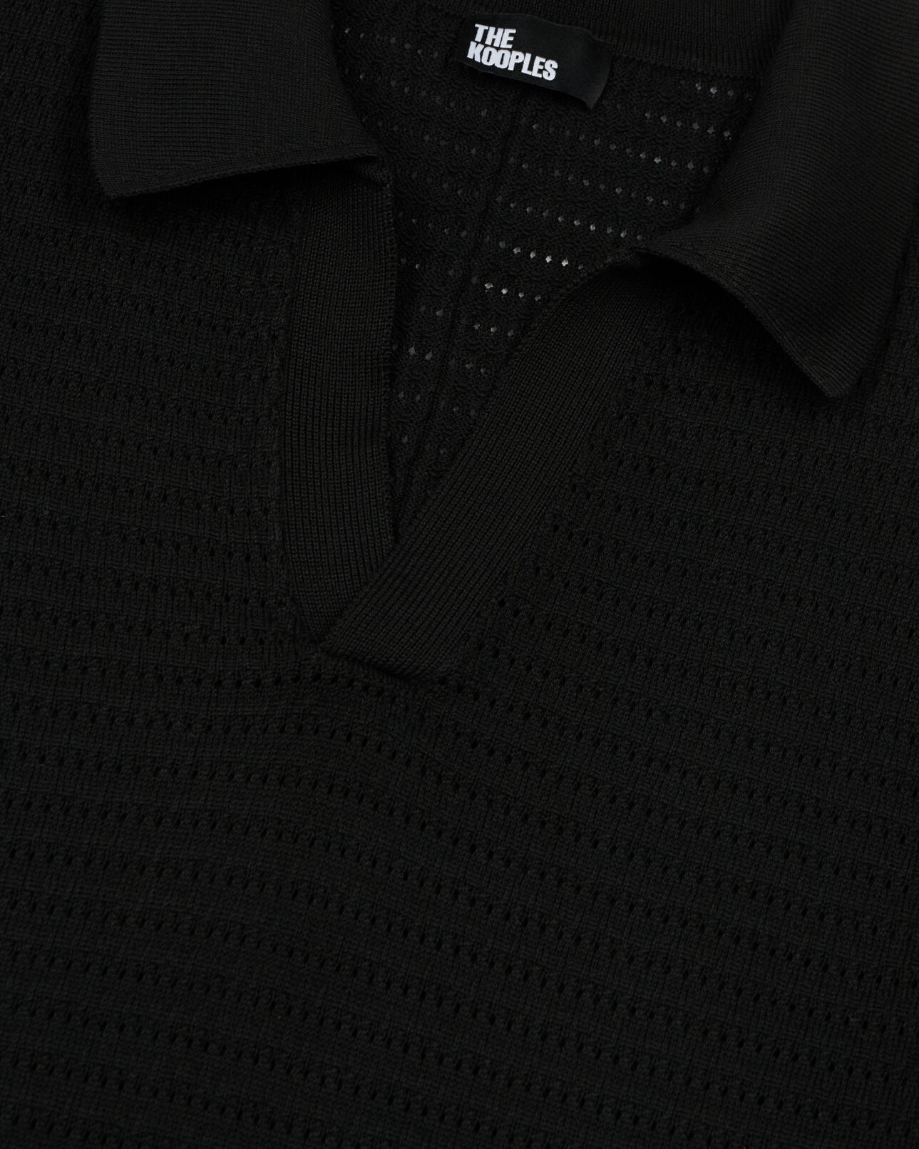 The Kooples MEN BLACK black openwork knit polo t-shirt