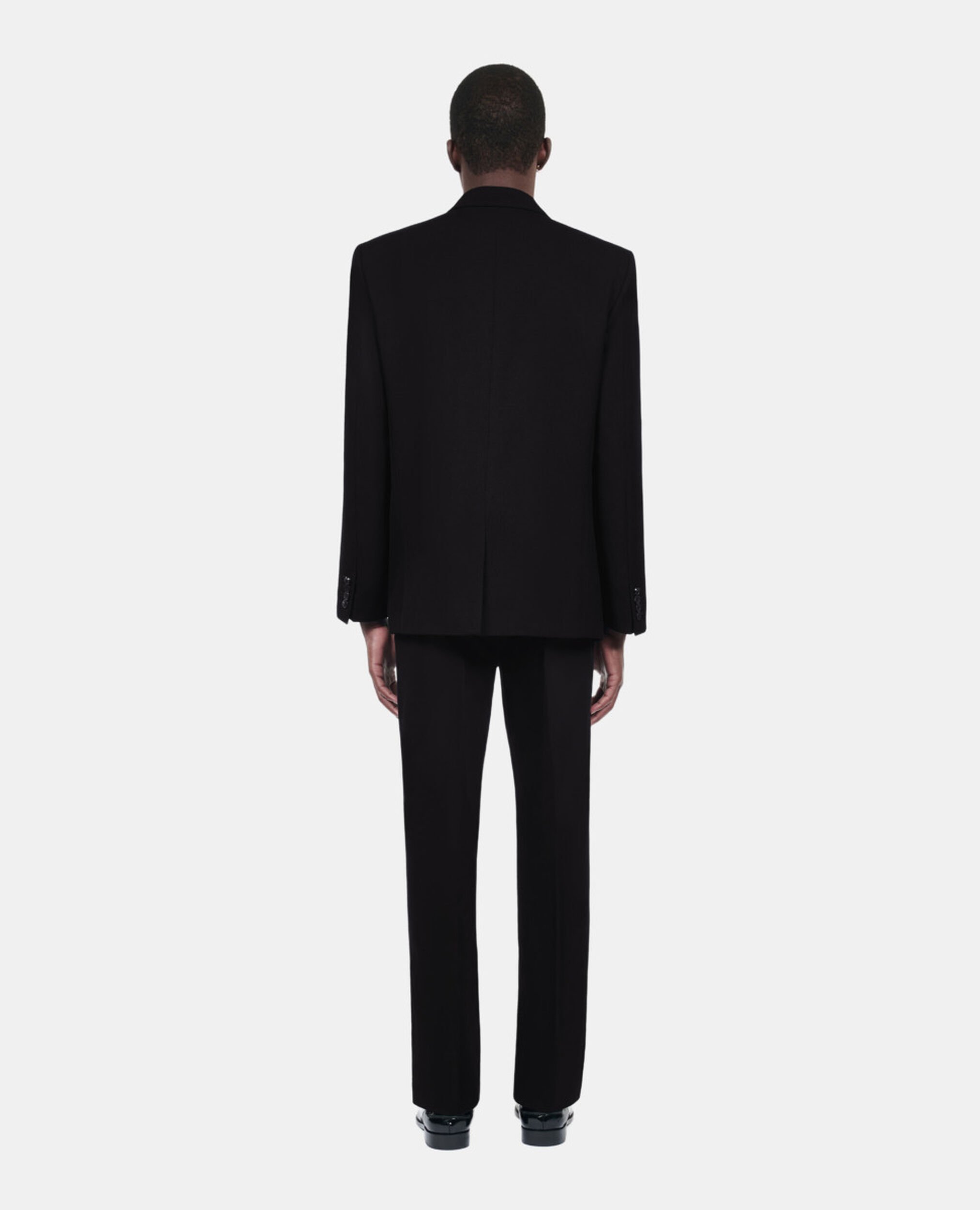 Black wool jacket with lambskin details, BLACK, hi-res image number null