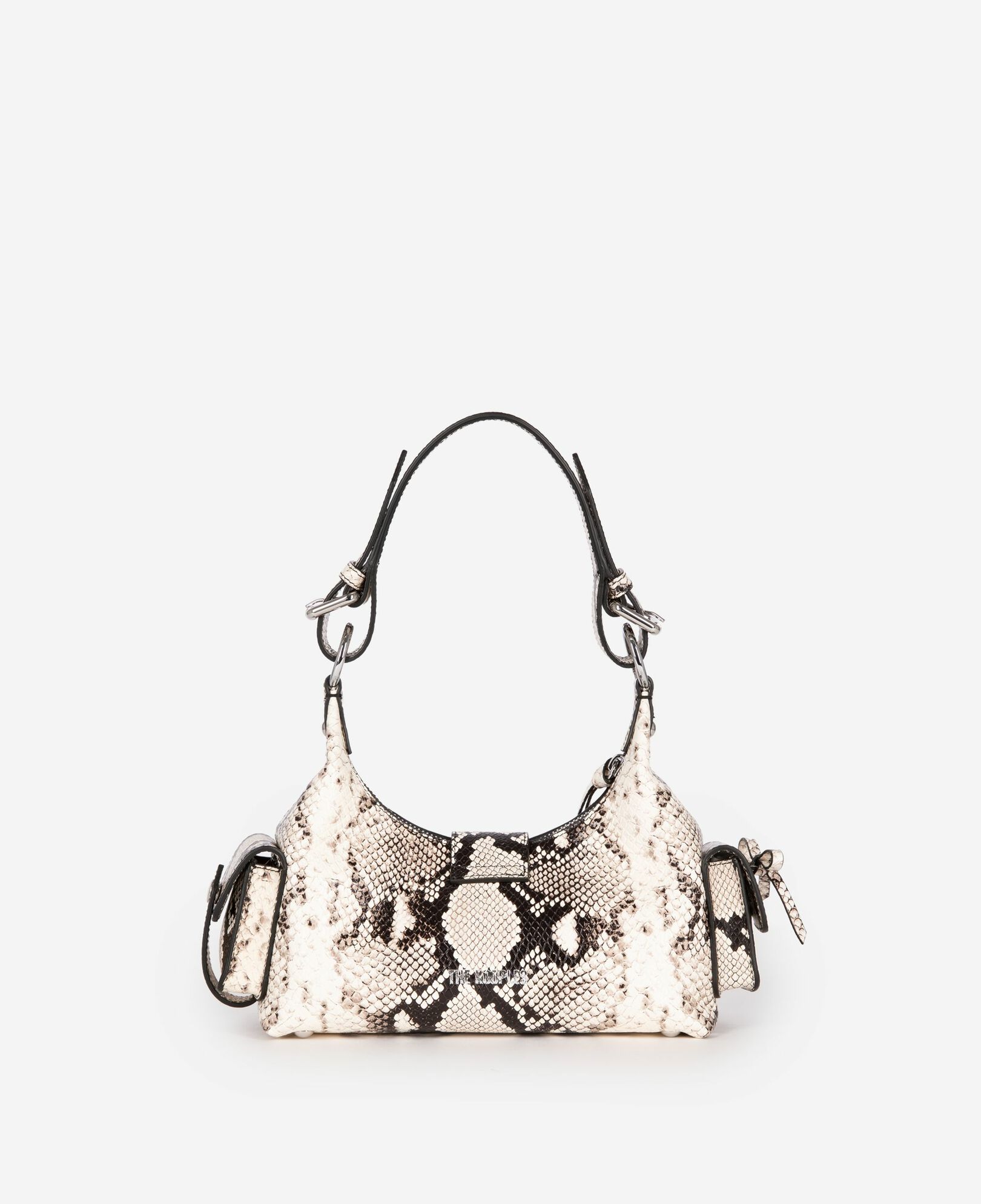 The Kooples WOMEN BLACK WHITE amelia small bag in python-effect leather