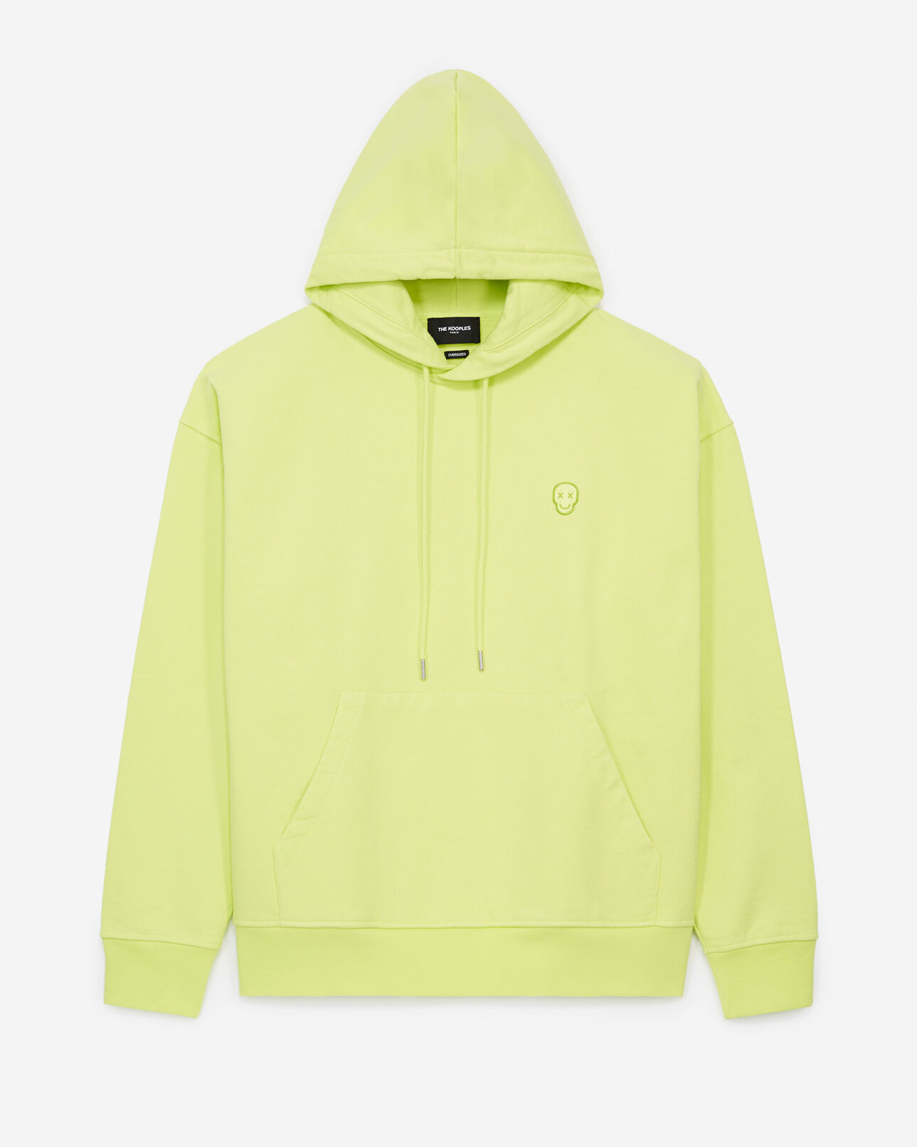 The Kooples HOMME YELLOW FLUO sweat capuche jaune en coton à logo