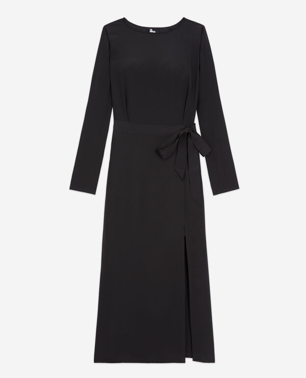long black silk dress