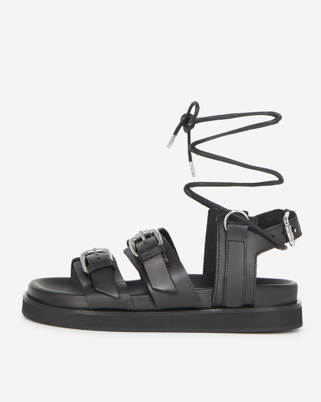 The Kooples DAMEN BLACK schwarze sandalen keilabsatz riemen