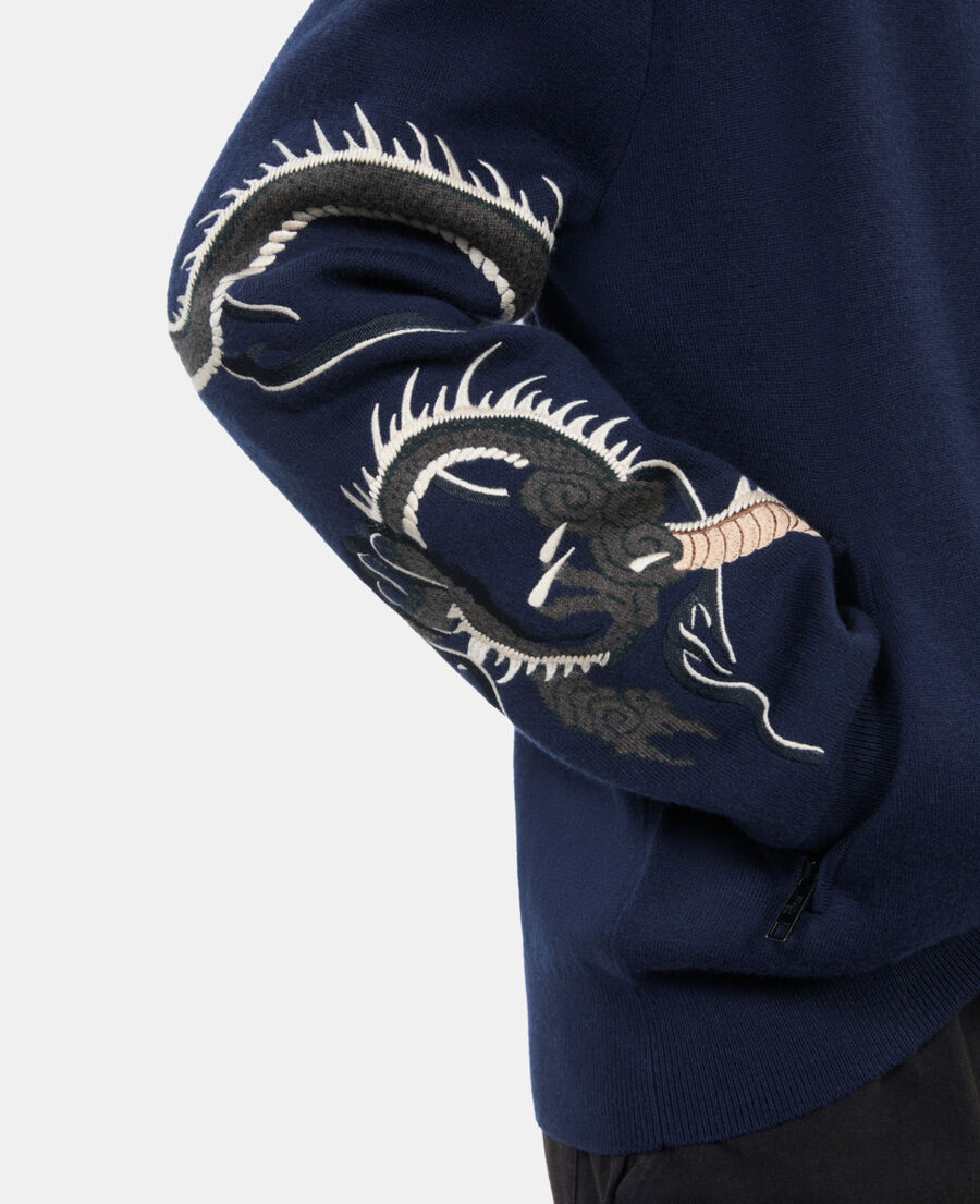 The Kooples HOMME NAVY cardigan en laine mélangée bleu marine