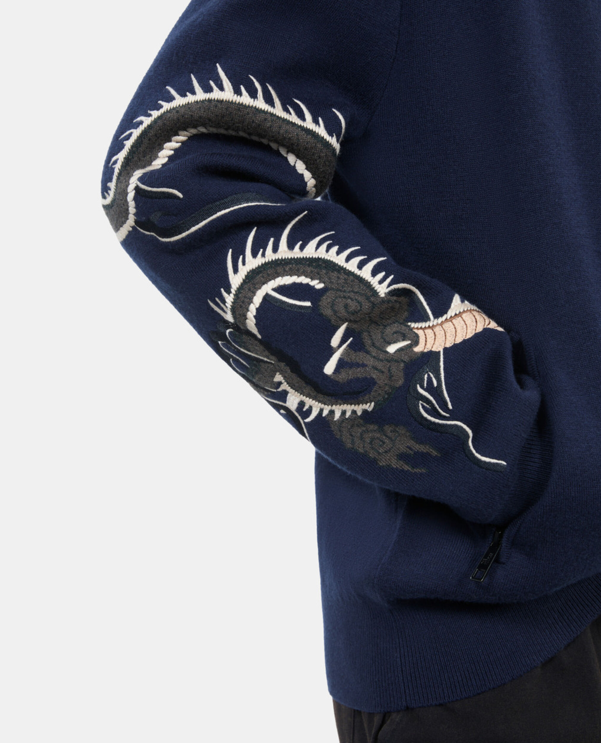 Cardigan en laine mélangée bleu marine, NAVY, hi-res image number null
