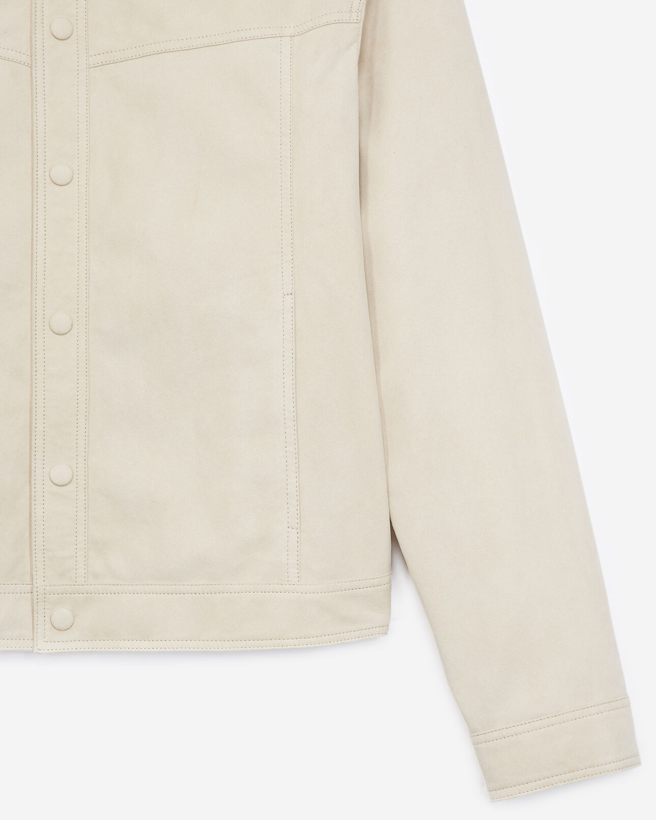 The Kooples MEN LIGHT BEIGE suede-like beige leather shirt w/buttons