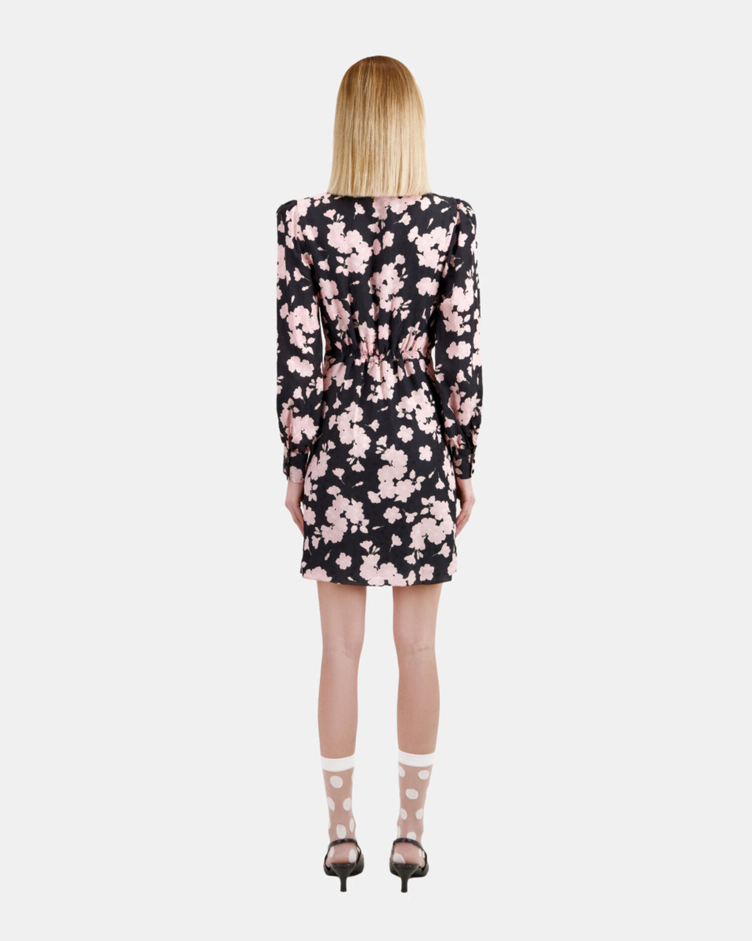 Long printed dress with draping, BLACK / PINK, hi-res image number null