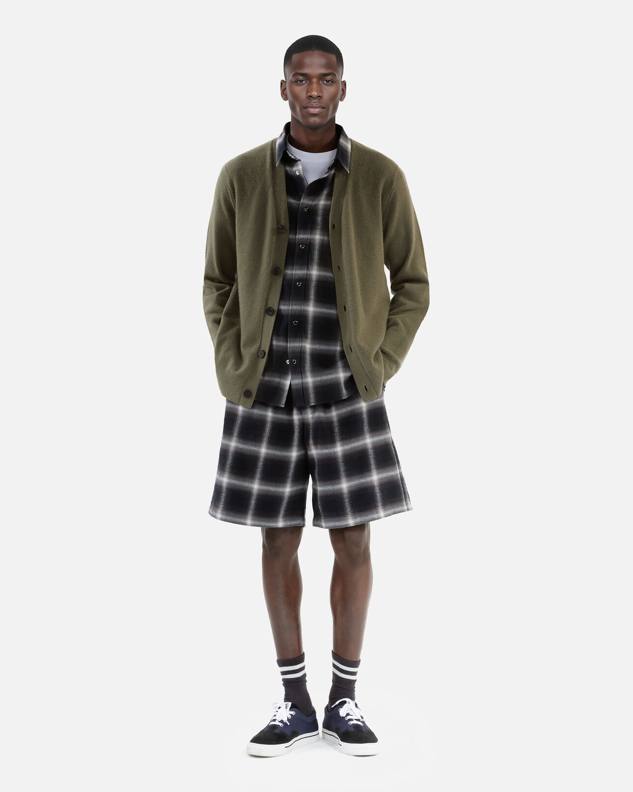 The Kooples HOMME OLIVE KAKI cardigan en cachemire kaki