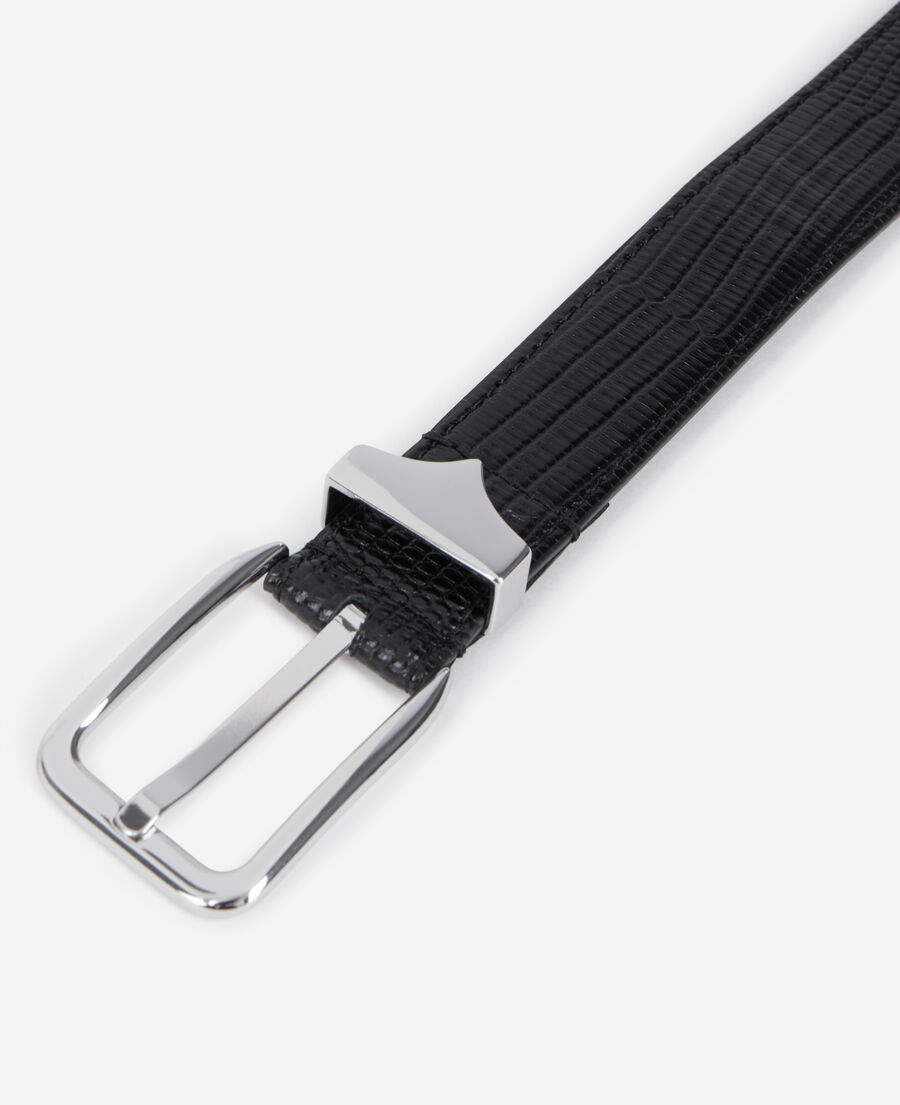 The Kooples HOMME BLACK ceinture en cuir effet crocodile noir