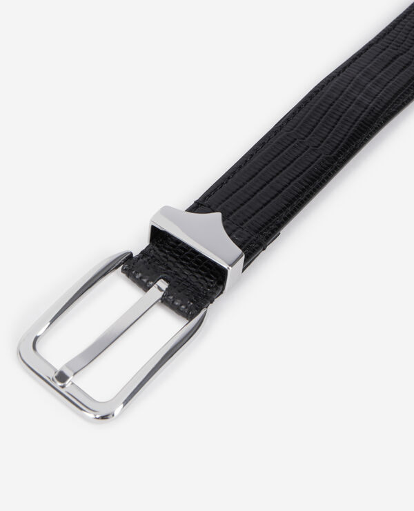 The Kooples HOMME BLACK ceinture en cuir effet crocodile noir