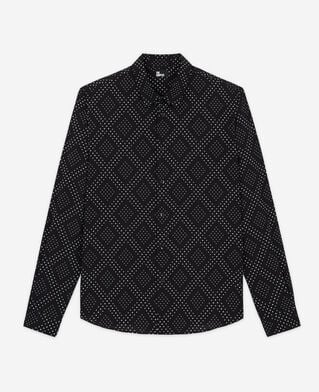 The Kooples HERREN BLACK WHITE bedrucktes hemd mit klassischer kragen