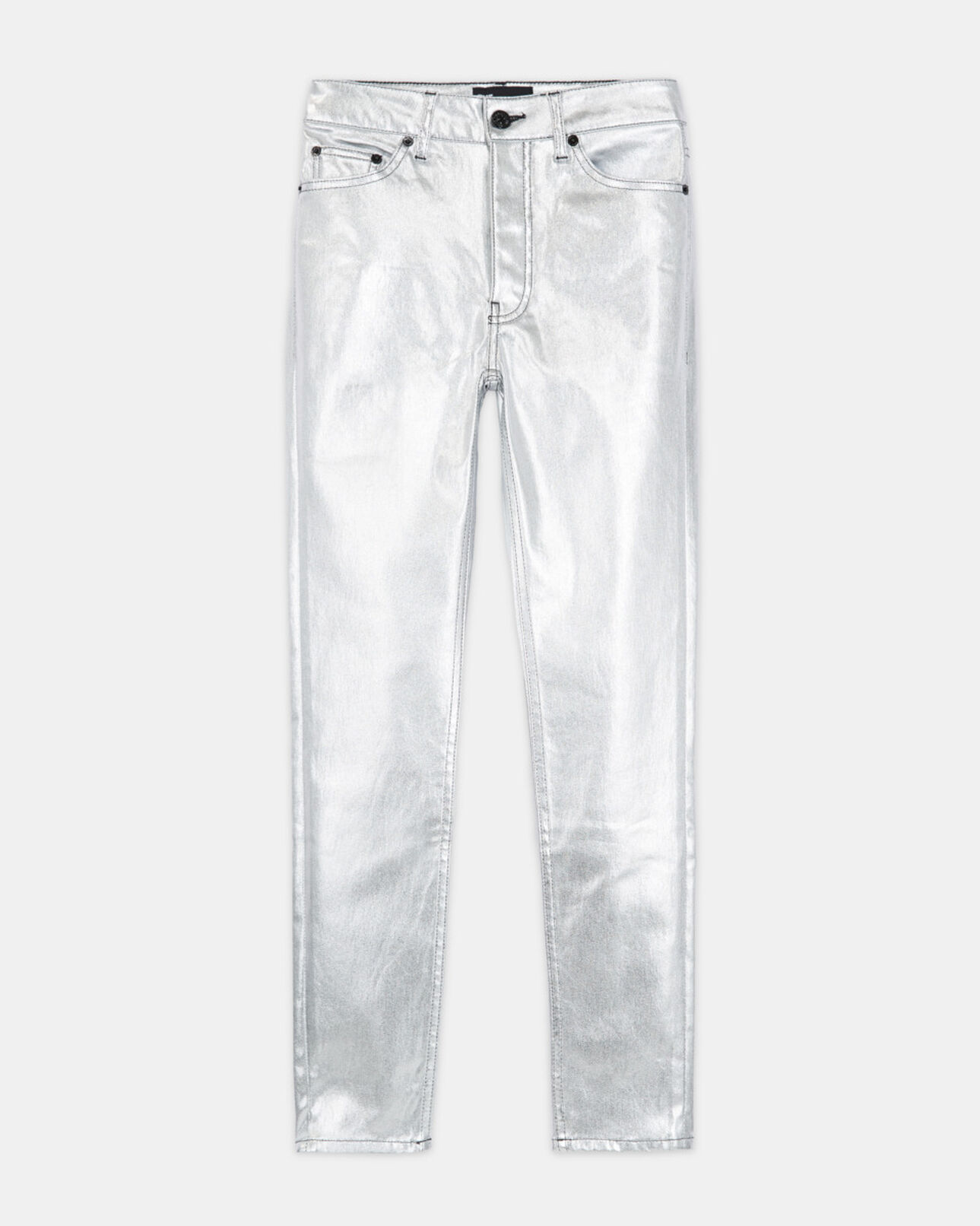 The Kooples FEMME SILVER jean slim argenté