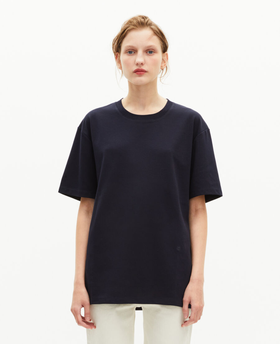 The Kooples H NAVY navy blue plain straight unisex t-shirt