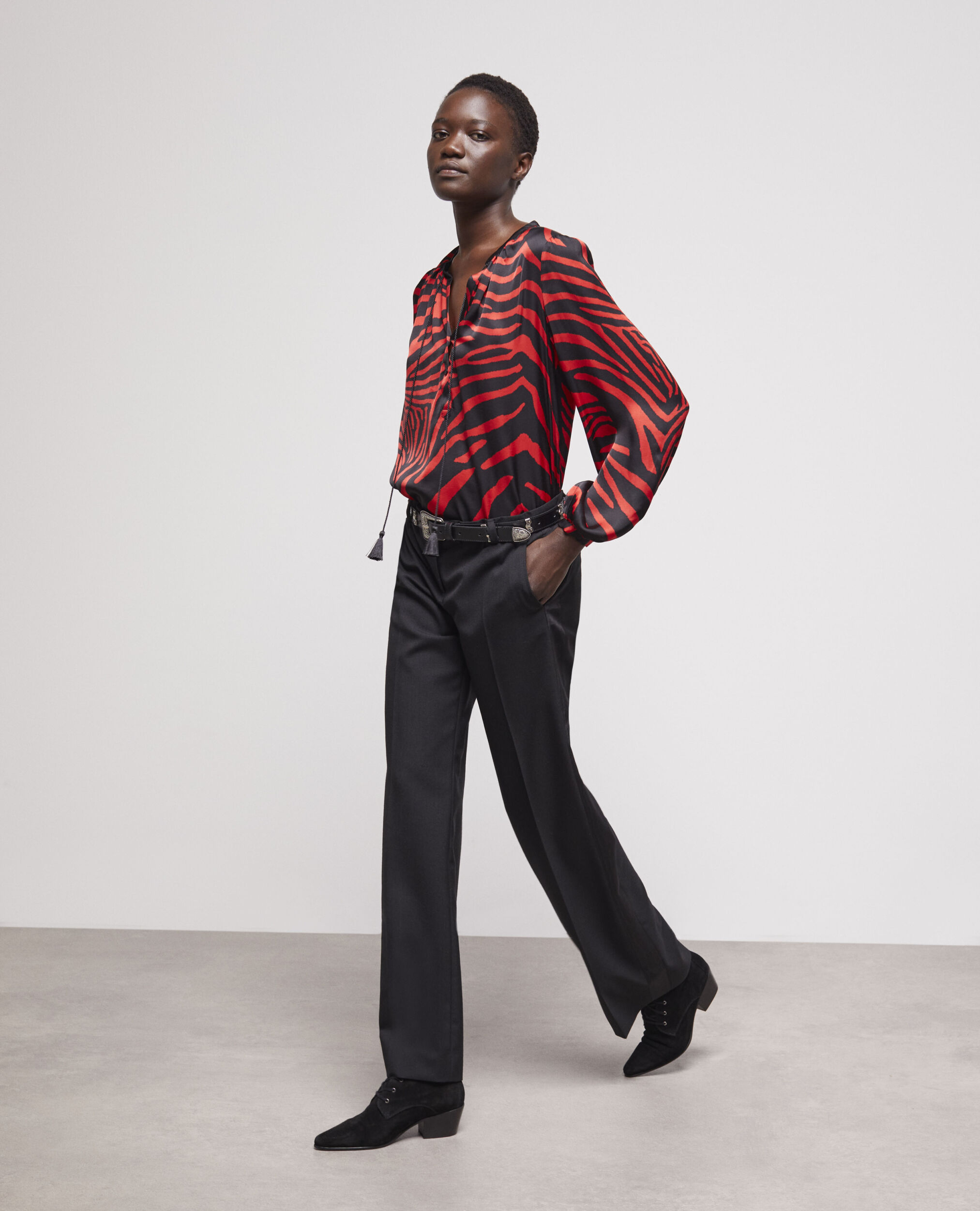 Pantalon en laine noir, BLACK, hi-res image number null