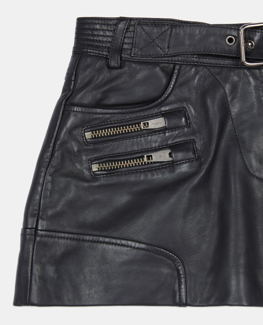 The Kooples FEMME BLACK short en cuir noir