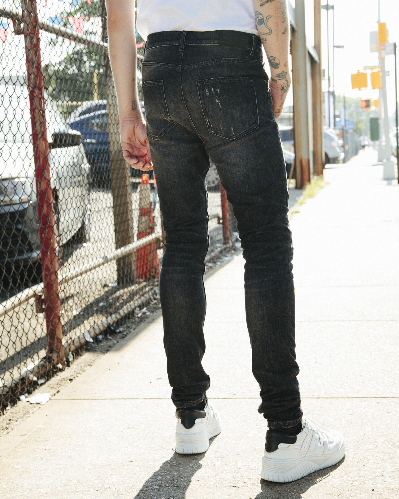 The Kooples MEN BLACK DENIM tapered grey ripped jeans