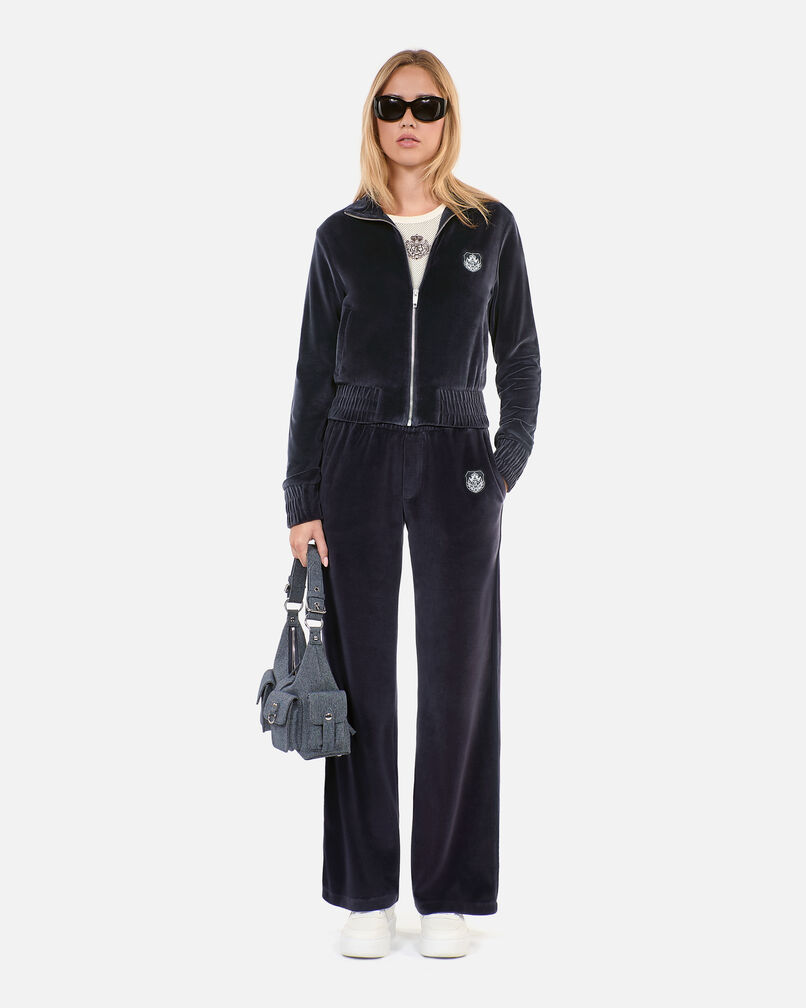The Kooples WOMEN BLACK black velvet tracksuit trousers