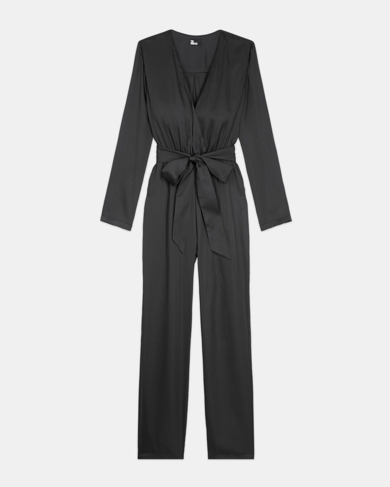 The Kooples WOMEN BLACK black satin jumpsuit