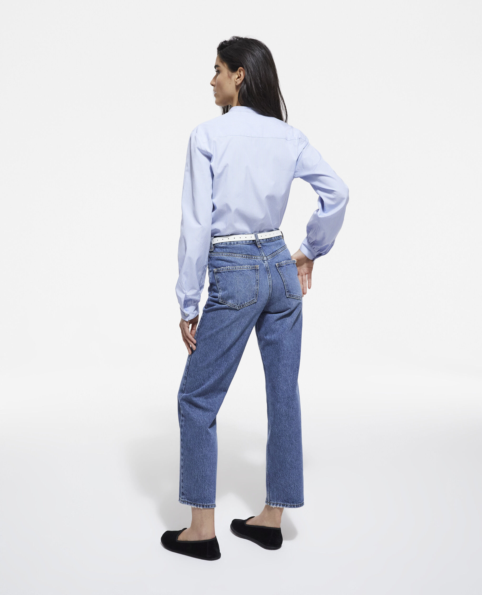 Blue shirt with Mao-neck
