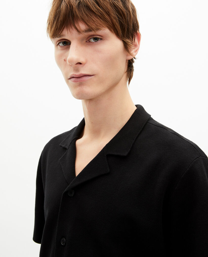 The Kooples HOMME BLACK chemise manches courtes en maille noire